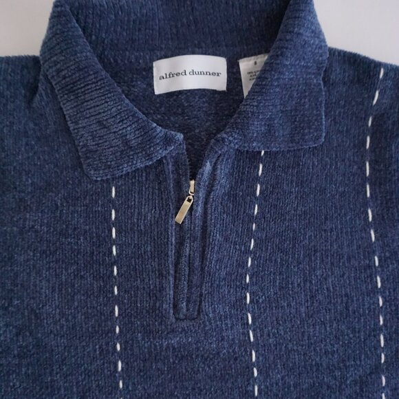 Vintage Blue Alfred Dunner Embroidered Floral Quarter Zip Sweater Grandmacore S - Picture 8 of 9